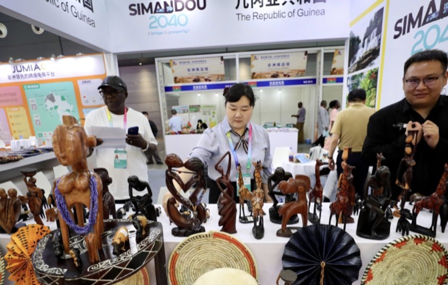 China–Africa trade expo exhibition floor.